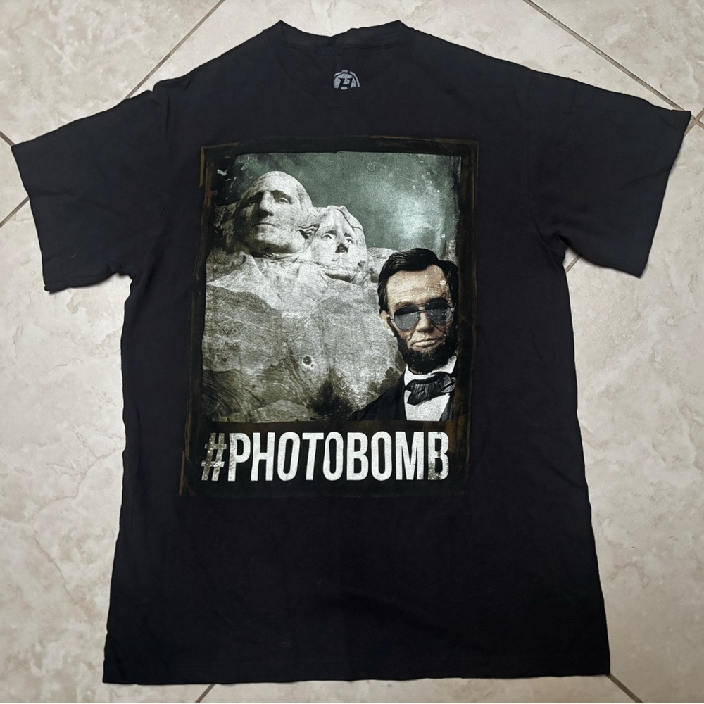 Black Graphic T-Shirt with Photobomb Design
